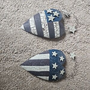 Rustic Patriotic Heart Ornaments